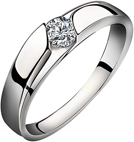 MeixaoWomen Mens Cubic Zirconia 925 Sterling Silver Anniversary Promise Solitaire Engagement Ring Wedding Band Bridal