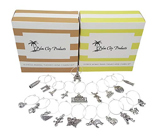 Ultimate Wine Charm Set - 56 Pieces in Six Different Styles: Beach, Wine, Travel, Sports, Animal, and Food Themes - Thumbnail 3
