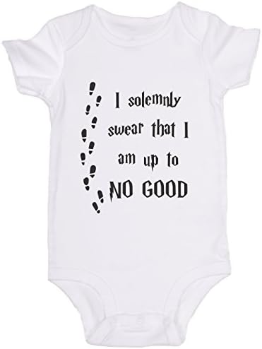 "I Solemnly Swear That I Am Up To No Good" / Harry Potter / JoviGear / Cute Baby Onesie (12m, White)