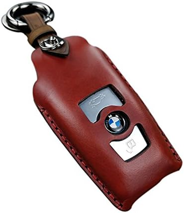 Qiaoxi High-grade Genuine Leather handmade car key case cover keychain for BMW fob shell key bag