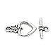 Housweety 50 Sets Silver Tone Heart Toggle Clasps Findings 21mmx13mm 17x7mm