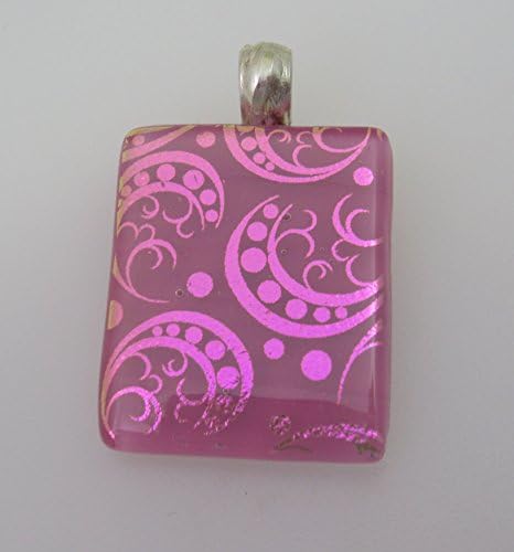 Pink Moon fused dichroic glass pendant. Sterling silver bail Ready to ship