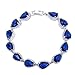 SELOVO Sapphire Color Dark Navy Blue Stone Teardrop Link Tennis Bracelet for Women Silver Tone