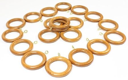 20 X Antique Pine Wooden Curtain Pole Rings For 28mm Dia Poles