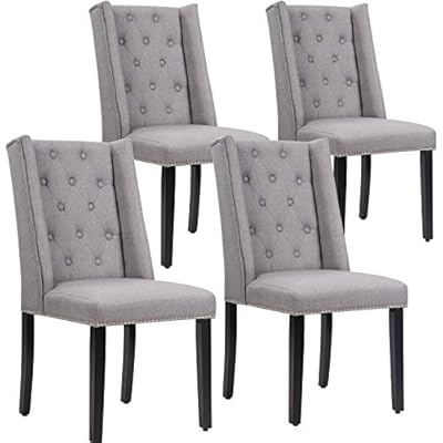 Vnewone Wood Dining Chairs Set of 4 Wooden Armless Accent Diner with Solid Legs Button Tufted Parsons Upholstered Fabric… 41E%2BgF9zcpL