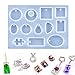 Jeteven Jewelry Casting Mold 12 Designs Cabochon Silicon Mould With Hanging Hole For Resin Jewelry Making DIY Craft