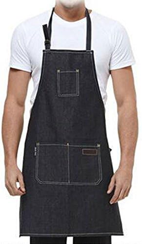 PECC 2018 professional chef cooking & Work Denim Apron with Adjustable Neck height black jean bib aprons for women and men/adults/restaurant/kitchen/outdoor/BBQ