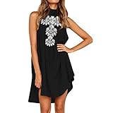 Women Dresses, Tunic Tops Lady Halter Solid Hollow Sleeveless Summer Evening Party Mini Dress