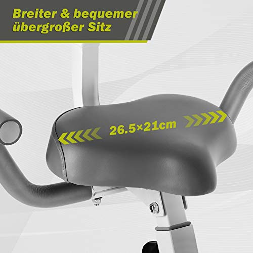 FitnessClub-X-Bike-Klappbar-Indoor-Heimtrainer-Fahrrad-Hoehenverstellbar-8-magnetische-Widerstandseinstellungen-mit-Rueckenlehne-Handpulsmessung-und-LCD-Monitor-inkl-Spannungsseil