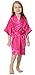 Joytton Girl's Satin Kimono Robe with Embroidered Flower Girl(8,Fuchsia)