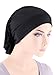 Womens Ruffle Chemo Hat Beanie Scarf, Turban Head Wrap for Cancer Black