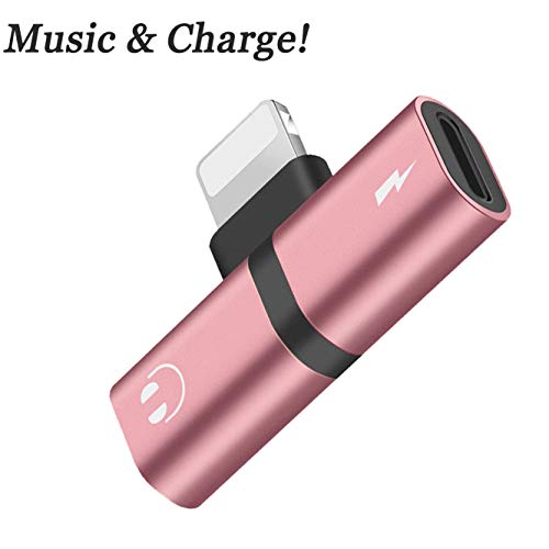 for iPhone Adapter Headphone Jack Adapter for iPhone X/Xs/Xs Max/XR/8/8 Plus/7/7 Plus, Earphone Connector for iPhone Dongle, Car Charger Cables Accessories,Audio Convertor 2 in 1 Music Splitter