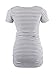 Liu & Qu Womens Maternity Classic Side Ruched T-Shirt Tops Mama Pregnancy Clothes Grey White Stripe XL