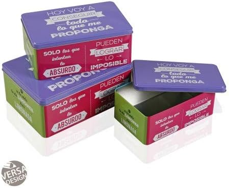 Juego 3 Cajas Metal Frase: Amazon.es: Hogar
