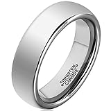 MNH Tungsten Carbide Men 6mm Wedding Engagement Band Polished Comfort Fit Domed Metal Ring Size 7-13