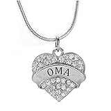 Oma Gifts Heart Pendant Necklace Women Girl - Red Crystal Inlay