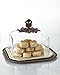 GG Collection 17-Inch Cream Ceramic Pastry Keeper With Glass Dome and Acanthus Leaf Metal Base