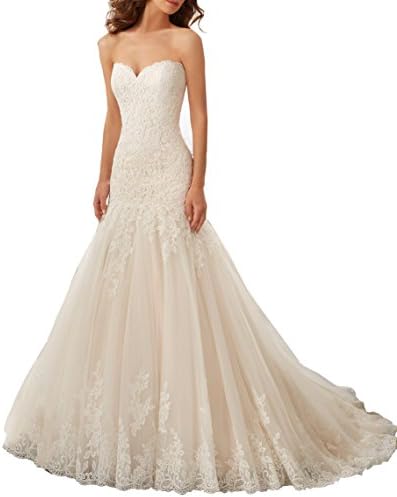 Datangep Women's Simple Sweetheart A-Line Beach Wedding Dress for Bride Ivory US14