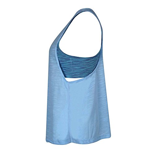 camgo Padded Active Camisole Yoga Tanks Tops with Built-in Bra Vest Racerback Shirts for Gym Workout Exercise (L, Blue2) - Thumbnail 2
