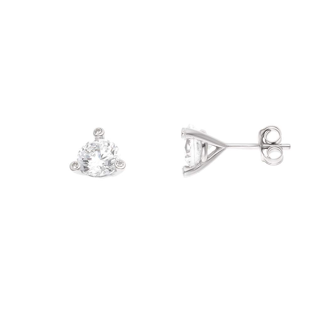 ESSENS - Solitaire Earrings - Prestige Jewellery - 925 Solid Silver - Security Butterfly System - Women's Jewellery