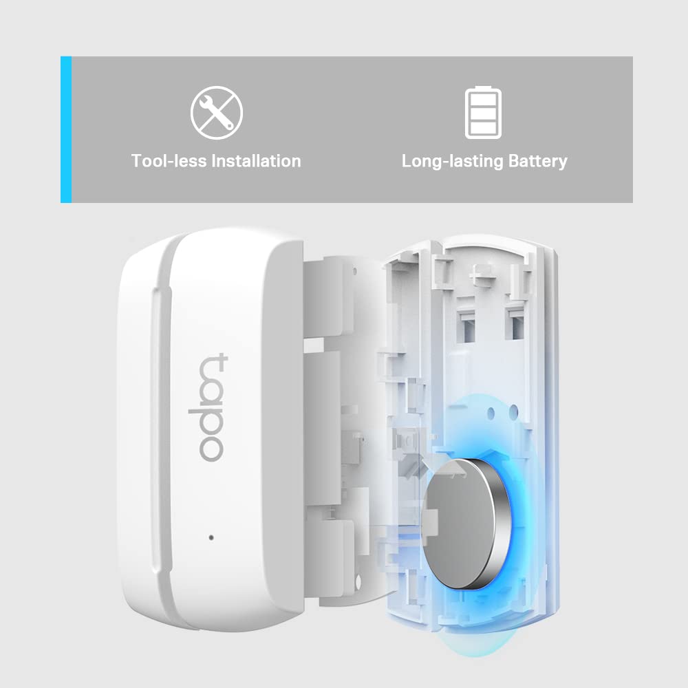 Tapo Door Sensor Mini, REQUIRES Tapo Hub, Long Battery Life w/Sub-1G Low-Power Wireless protocol, Contact Sensor, 15mm Wide Gap Allowed, Real-Time Notification, Smart Action (Tapo T110)
