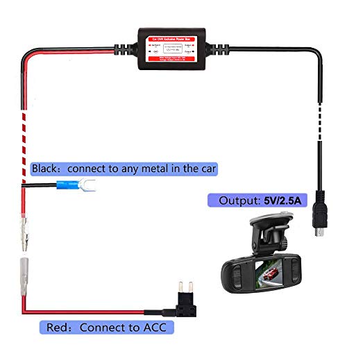 Gebildet Dash Cam Hardwire Kit, Mini/Micro USB Hard Wire Kit for