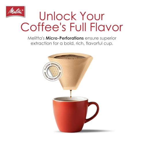 Melitta #4 Cone Coffee Filters, Unbleached Natural Brown, 100 Count (Pack of 3), 300 Total Filters - Packaging May Vary