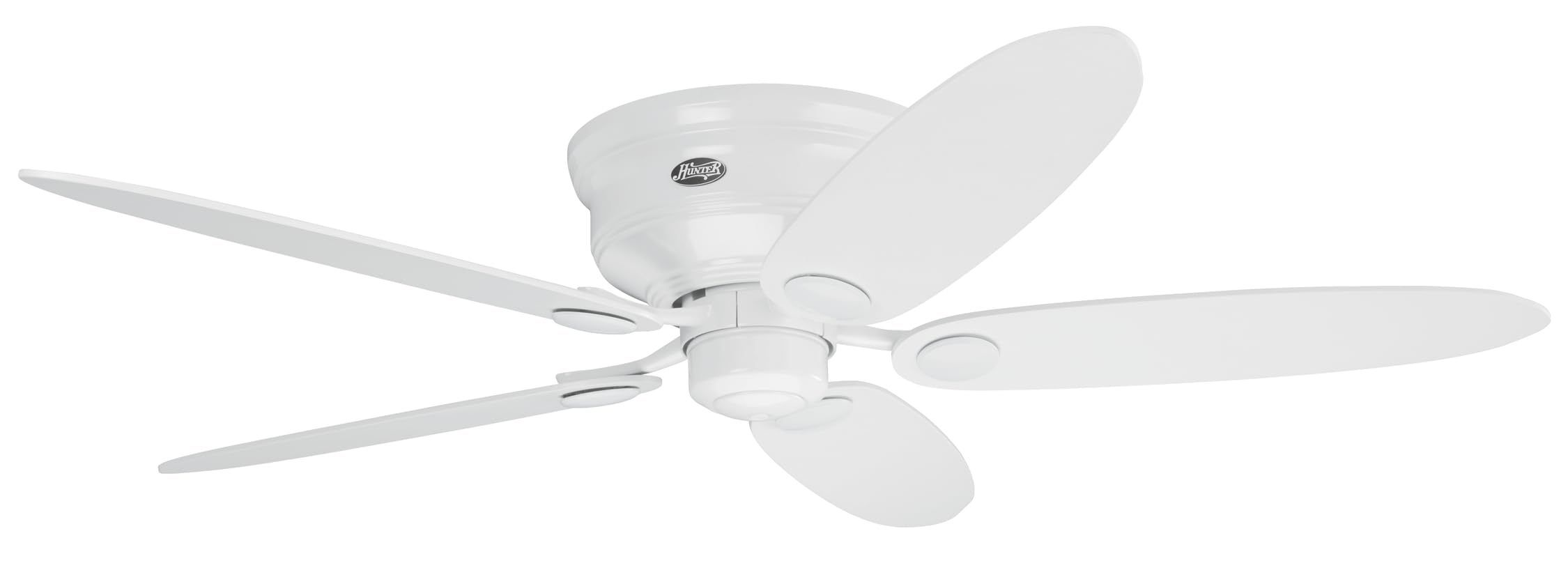 HUNTER FAN Ceiling Fan Low Profile 132 cm Indoor, and Pull Chain, White, 4 Reversible Blades White and Maple Ideal for Summer or Winter, Model 24377