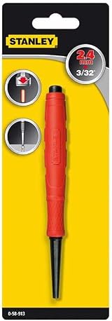 STANLEY 3/32in Dynagrip Nail Punch 0-58-913 Hardened Precision Milled 5in Red view 3
