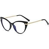 LJCZKA Blue Light Blocking Glasses Women Anti Eye satrain Computer Cat eye Eyeglasses Cateye Clear Frame