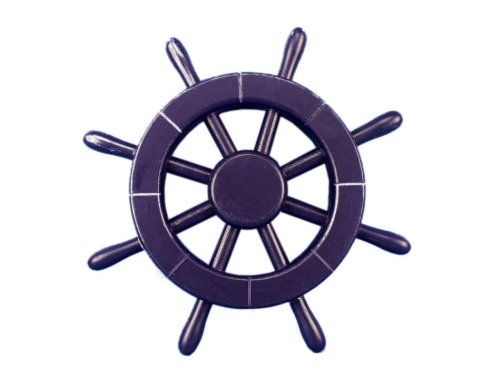 Hampton Nautical Dark Blue Ship Wheel, 12"