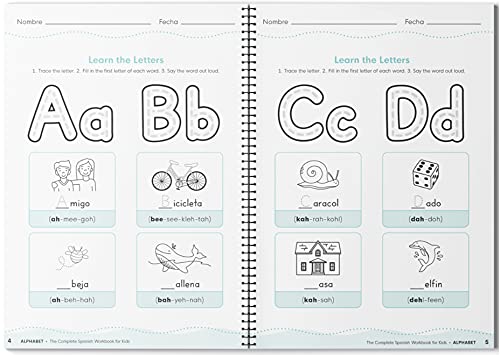 The Spanish Workbook for Kids: A Fun and Easy Beginner's Guide to Learning Spanish for Kids Grades K-5: Learn the Alphabet, Numbers, Colors, Shapes, Senses, Seasons and Other Essential Concepts