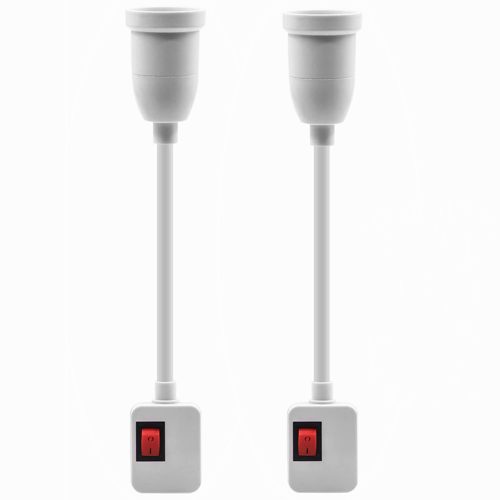 Plug in Wall Lamp E27 Lamp Holder with Switch 360°Flexible Extension Screw Lamp Socket White Table Lamp for Bedroom, Office, Studio, Without Bulbs