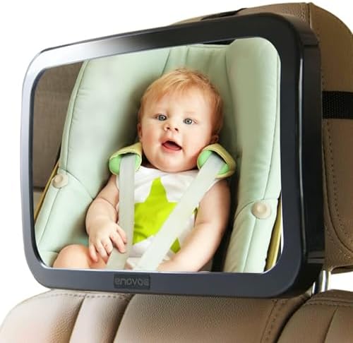 Enovoe Baby Car Mirror with Cleaning Cloth Wide, Convex Back