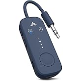 Avantree Relay - Airplane Bluetooth Adapter for 2 AirPods or Headphones | Qualcomm aptX Adaptive, 25H Battery, Firmware Upgrades, Volume Controls, 3.5mm AUX Audio Transmitter for Flight Travel &amp; Gym