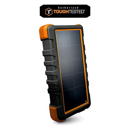 ToughTested - Bigfoot 24,000mAh Solar Portable Charger Powerbank with LED Flashlight - IP67 Dustproof/Shockproof/Rainproof - 400mAh High Efficiency Solar Panel Smartphone Charger