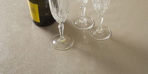 Wipe Clean Tablecloth Oilcloth PVC Vinyl Taupe Beige Glittery Glitter Sparkle 140cm (55") Round