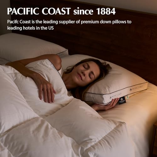 Pacific Coast Gusseted Pillows, Goose Feather and Down Firm Pillows, Luxury Hotel Collection Bed Pillows for Sleeping, Supportive Gusseted Dsign for Side and Back Sleepers (King (Pack of 2))