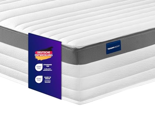 Traumnacht Premium 7-Zonen 500er Tonnentaschenfederkernmatratze, Härtegrad 4 (H4), 90 x 200 cm, Öko-Tex Zertifiziert, produziert nach deutschem Qualit