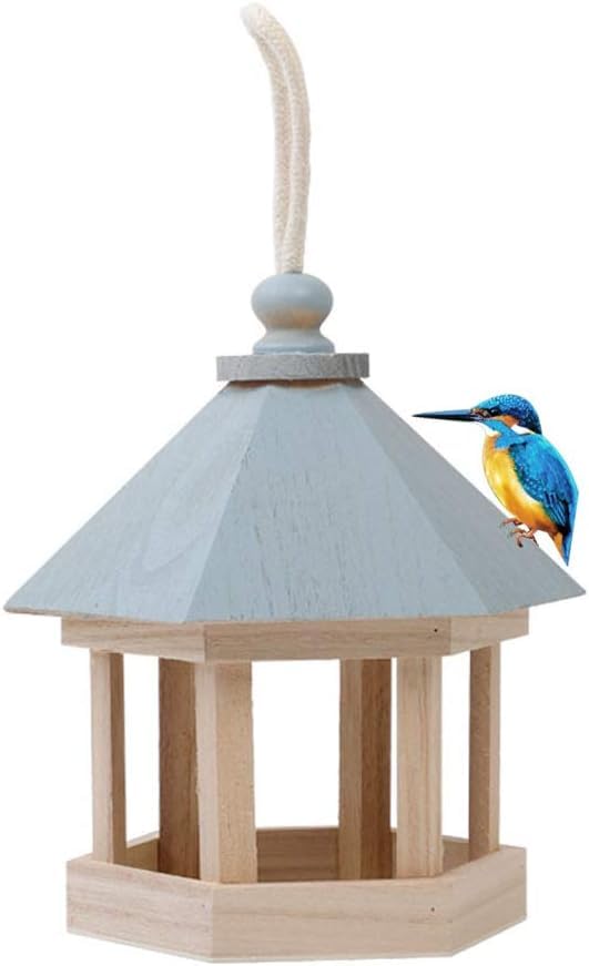HEEPDD Hanging Birdhouse,Garden Country Cottages Bird House Outdoor Wooden Birds House Shaped Feeder for Garden Park