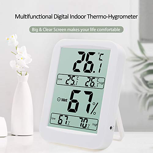 Indoor Digital Hygrometer Humidity Gauge Indicator Digital Thermometer Digital Thermo-Hygrometer Room Temperature and Humidity Monitor Large Screen Low/High Records ℃/℉ Switch Indoor Thermometer