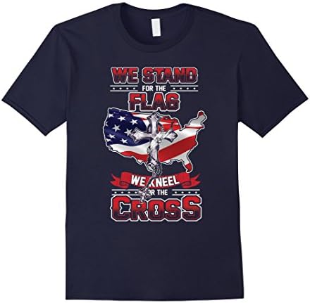 Men's  We Stand For The Flag Kneel For The Cross T-Shirt 3XL Navy
