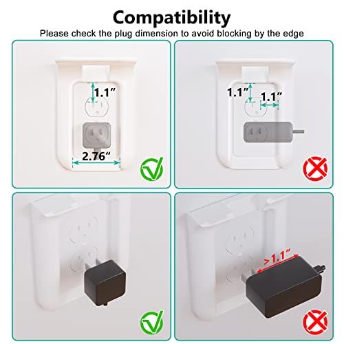 WALI Outlet Shelf Wall Holder,Bathroom Wall Shelf up to 10lbs Standard Vertical Duplex Wall Shelf Organizer for Smart Home Decor Space Saving Power Tools, Toothbrush (OLS002-W), 2 Pack, White