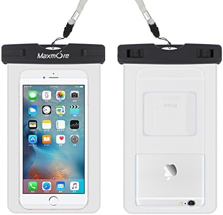 Maxmore Universal Cellphone Swimming Protecter Case Dirt Dust Snow Waterproof Smartphone Dry Bag for Apple Iphone Samsung HTC LG Sony Nokia Motorola Blackberry or Device Up to 6.0" Diagonal(White)