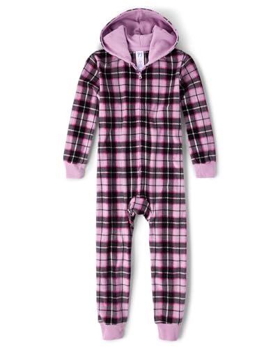 The Children's Place,Girls,Long Sleeve Fleece Zip Up One Piece Pajama,Lilac Lus…