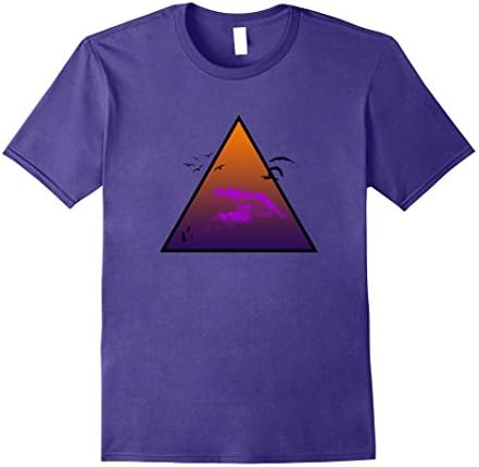 Mens Mysterious Bird Trap, Cloudy Triangle Horizon, Creepy Shirt Large Purple