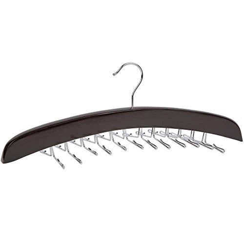 SunTrade Wooden Tie Hanger,24 Tie Organizer Rack Hanger Holder Hook (Black, 24 Hooks)