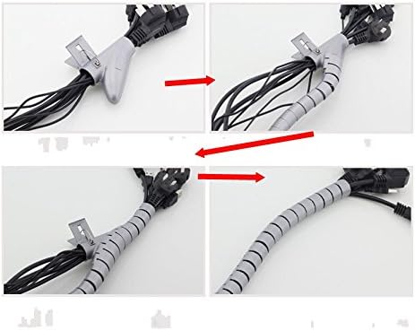 JZK 1.5m White Cable Organizer, 2.5cm ID, Flexible Spiral Wrap for PC TV, Stereo Cables - Image 5