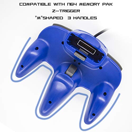 Wired Controller for Nintendo 64 N64 Console, Upgraded Joystick Classic Video Game Gamepad(Blue)