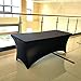 Melaluxe 2 Pack Rectangular Stretch Table Cover, Fitted Spandex Tablecloth for Standard Folding Tables (6FT, Black)